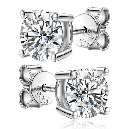 KNOBSPIN 2.0ct Moissanite Earrings for Women Lab Grown Diamond Ear Studs 925 Sterling Silver Fine Jewelry Gift PlatiNum