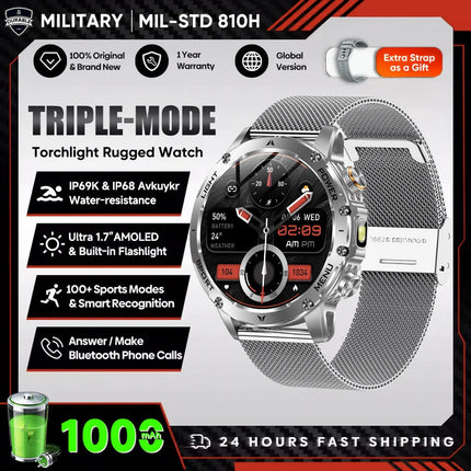 2025 Uomini Schermo AMOLED da 1,7 pollici Astuto Della Vigilanza 1000mAh Batteria Frequenza Cardiaca Chiamata Bluetooth NFC GPS Tracker Sport Fitness Orologi Nuovo platinumshop
