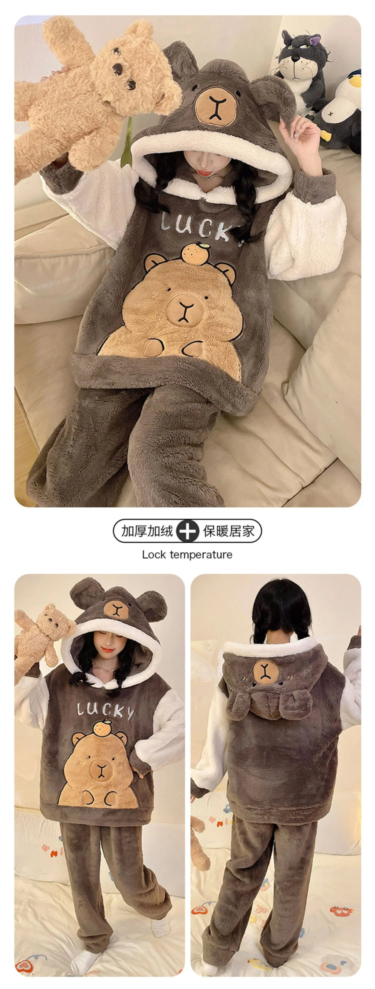 New 2026 Couple Pajamas Set Women's Thickened Fleece-lined Coral Velvet Men Sleepwear For Winter Cute Cat Homewear