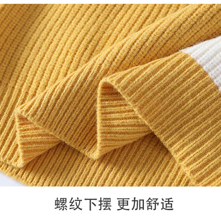 Color Matching Winter Knitted Sweater High-quality New Pullover Loose and Warm Thick Street Autumn Wool 2023 New