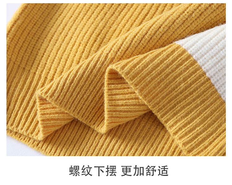 Color Matching Winter Knitted Sweater High-quality New Pullover Loose and Warm Thick Street Autumn Wool 2023 New