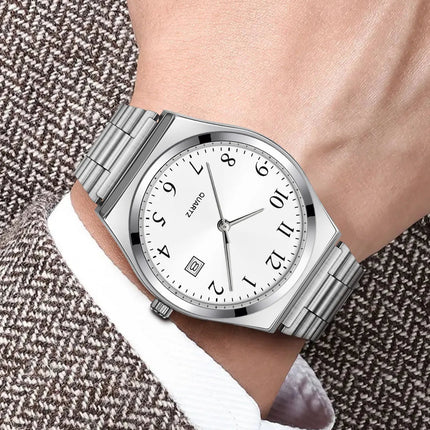 LUCKY FOX - Orologio da polso elegante e minimalista in acciaio inossidabile con quadrante nero - Cronometraggio preciso per tutti i giorni platinumshop