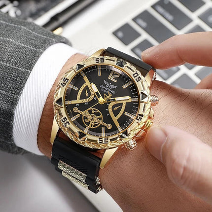 Set di 3 orologi sportivi da uomo alla moda, orologi da polso da uomo con quadrante grande e cinturino in silicone, Reloj Hombre (senza scatola) platinumshop
