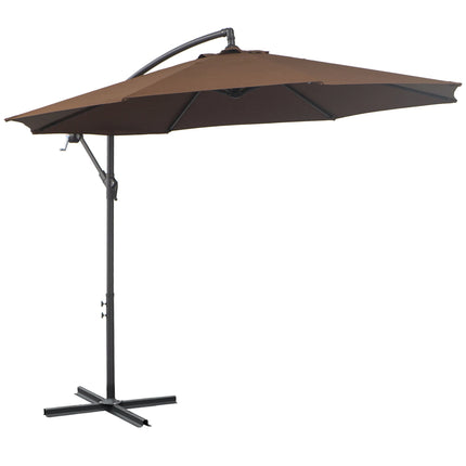 Weather-resistant crank parasol 3 m x 3 m x 2.5 m in steel and coffee-coloured polyester