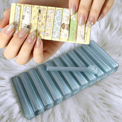 10 Grids Nail Transfer Paper Storage Box 3D Printing Portable Organizer Case for Nail Art Stickers Decals, Desk Shelf Home Salon