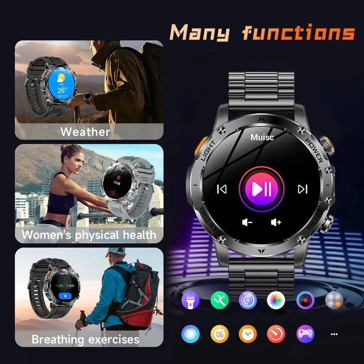2025 Uomini Schermo AMOLED da 1,7 pollici Astuto Della Vigilanza 1000mAh Batteria Frequenza Cardiaca Chiamata Bluetooth NFC GPS Tracker Sport Fitness Orologi Nuovo platinumshop