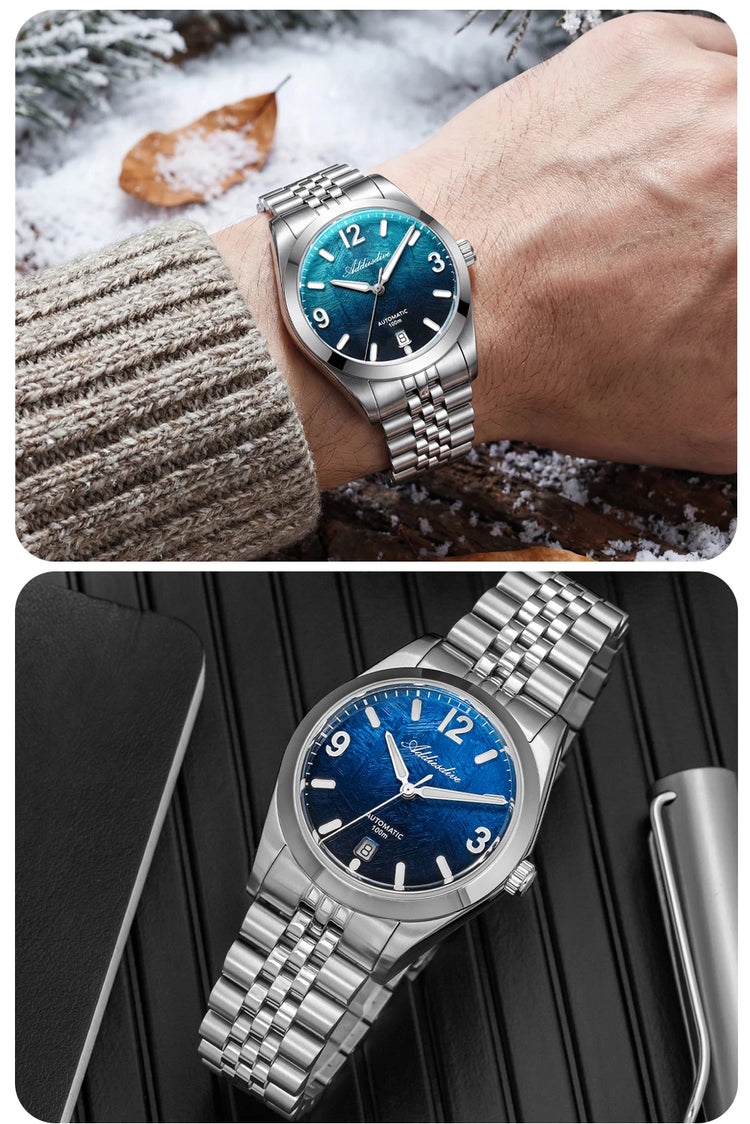 ADDIESDIVE Men Luxury Diver Automatic Mechanical Watch Sapphire Crystal 100M Waterproof Stainless Steel Business Sports AD2547