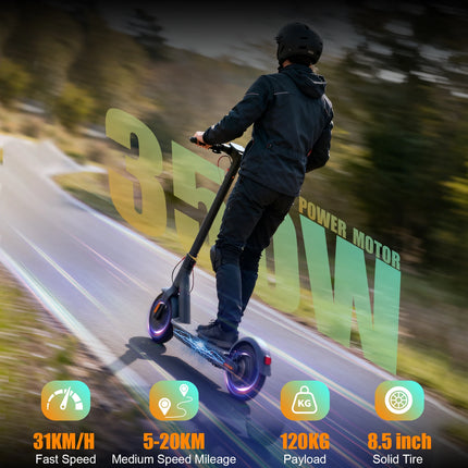 Monopattino Elettrico 365GO PRO AOVOPRO Nuovo Modello 2026 Potenziato 350W Super Potente Pieghevole con Doppio Freno, Velocità 31KM/H, Autonomia 5-28KM