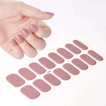 1Sheet Cured Gel Nail Strips Sticker Long-Lasting Nail Polish Strips Wraps Full Cover Gel Nail Art Stickers UV/LED Lamp Required