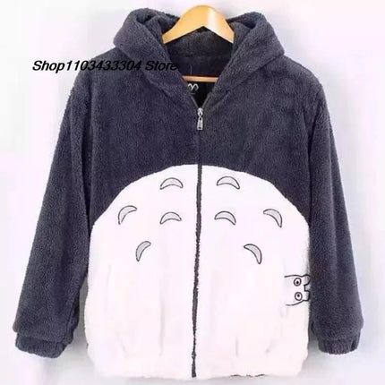 DTR Totoro cosplay sweater Kawaii Hoodie Sweatshirt My Neighbor Coat Fleece Overcoat With Ears Harajuku Cute Jackets ChristmaDTR