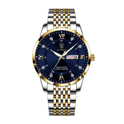 Orologio da uomo con doppio calendario, impermeabile, con luce notturna, edizione coreana, orologio alla moda, regalo di compleanno per uomo, sorpresa
