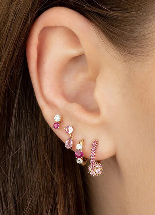 Lussuosa geometria 925 orecchio in argento sterling Ago rosa serie zircone orecchini a cerchio pendenti dolce moda regali di gioielli da sposa platinumshop