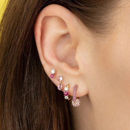 Lussuosa geometria 925 orecchio in argento sterling Ago rosa serie zircone orecchini a cerchio pendenti dolce moda regali di gioielli da sposa platinumshop