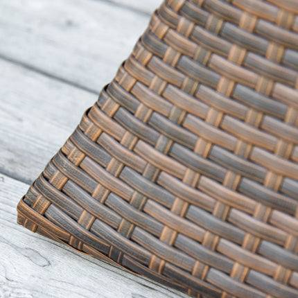 Tavolino da Giardino in Polyrattan Marrone con Porta Ombrellone, Arredo per Esterni, Patio e Balcone, 54x54x55cm, Resistente alle Intemperie