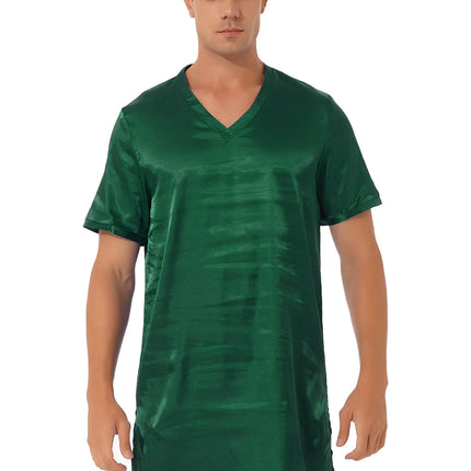 Donna uomo pigiama in raso di seta pigiameria maniche corte camicia da notte Kimono accappatoio abito da notte accappatoio camicia da notte estiva Homewear