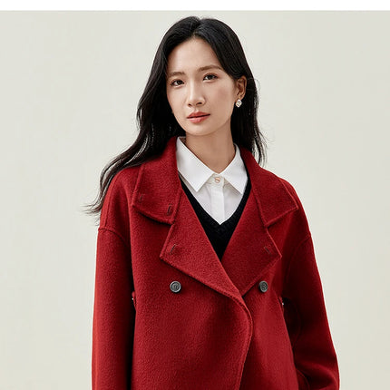 SENTUBILA 100% Wool Winter Jackets for Women Short Coats 2026 Stand Turtleneck Unlined Wool Outerwears Female Clothes W44O56626