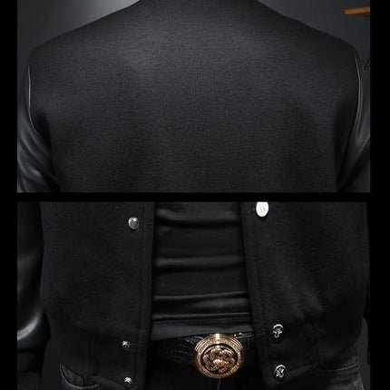 Minglu Spring Autumn Stand Collar Men's Jackets Luxury Bee Embroidery Single Breasted Sport Casual Male Coats Man Overcoat 5XL