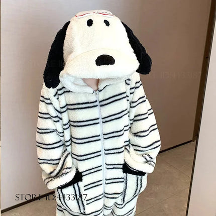 Winter New Cartoon Flannel Sleepwear Jumpsuit Pajama Kigurumi Thicken Coral Fleece Onesies Pyjamas Halloween Party Homewear