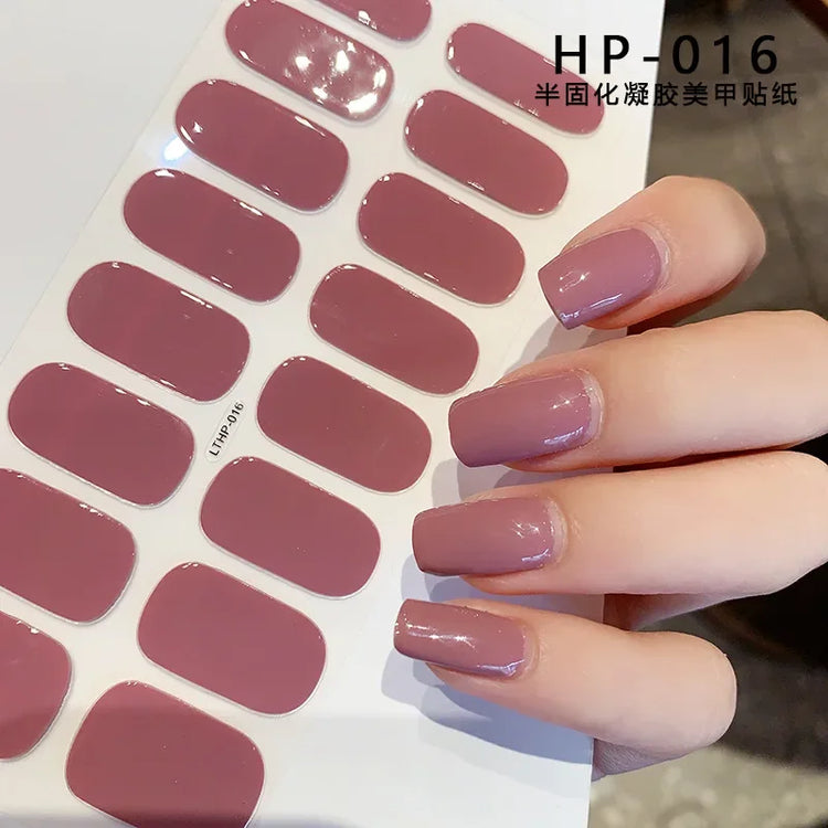 Semi Cured Wraps Fast Gel Nail Sticker Soild Nail Gel Wraps Adhesive Full Cover Gel Nail Decal UV Lamp Cured Manicure Decoration2028