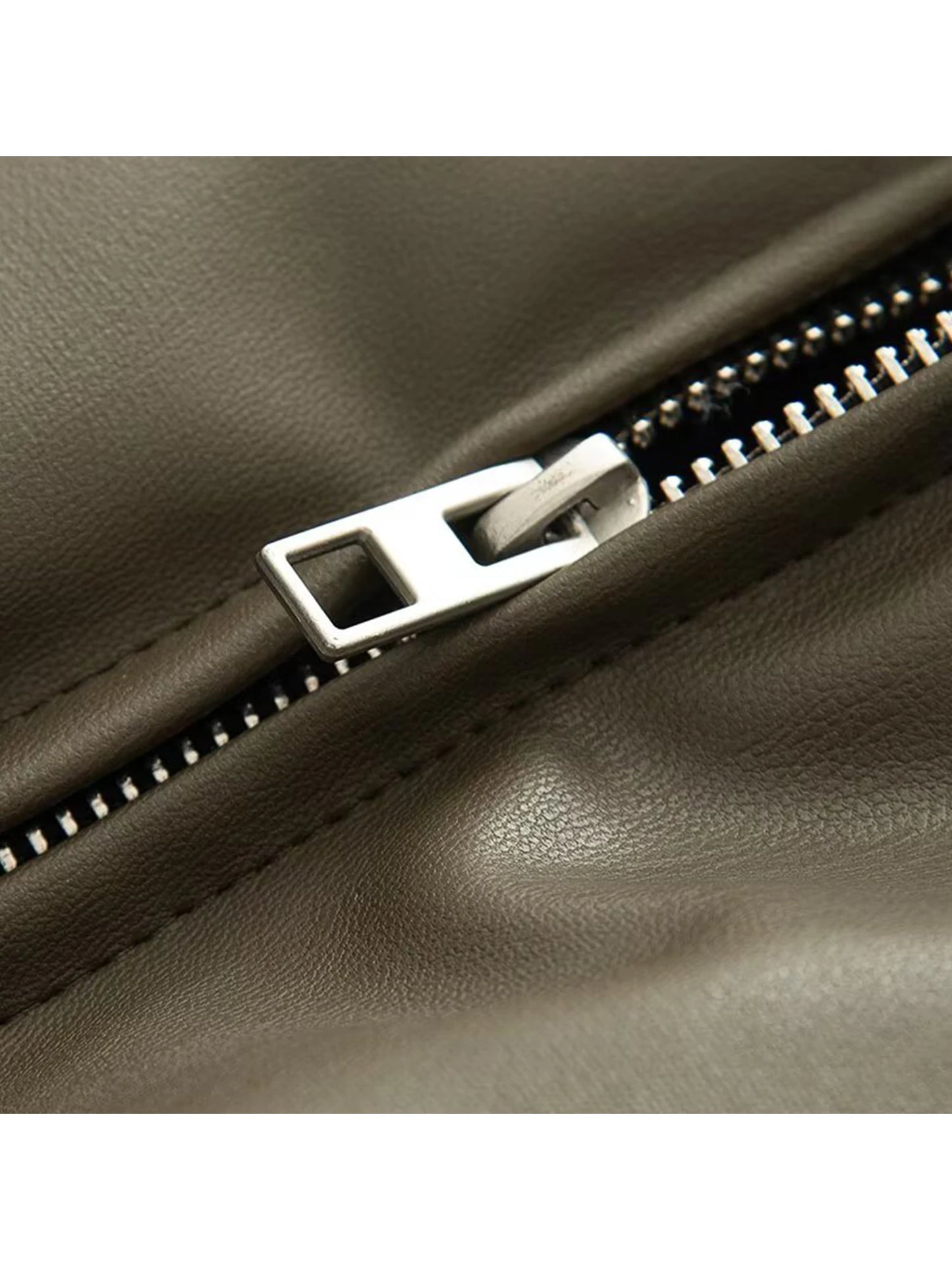 Women Green Leather Cropped Jacket Coat Vintage Streetwear Motorcycle Mustang Jacket 2000s Vintage Warm Thicke Outerwear Autumn