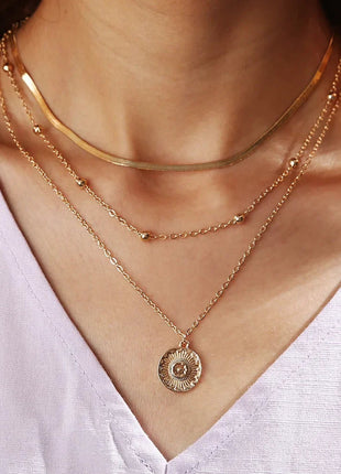 Collana impilabile a tre strati in argento sterling 925 da donna con ciondolo a striscia semplice, gioielli con catena a clavicola ipoallergenica impermeabile PlatiNum