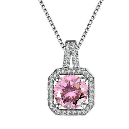 925 Sterling Silver Necklace For Women Round Pendent Sparkling Pave CZ Necklace Fashion Anniversary Birthday Jewelry Gifts N325 PlatiNum