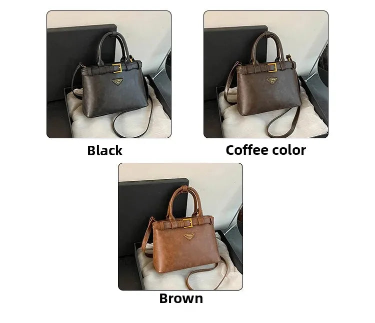 Fashionable Versatile Small Square Bag Women's Retro Crossbody Commuter Bag Ladies Handbag Soft Material Autumn Winter New Model PlatiNum