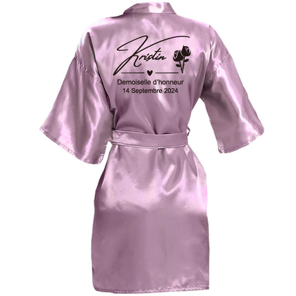 Nome personalizzato Data Accappatoio da sposa Abito da sposa in seta sintetica Sposa Damigella d'onore Abiti da sposa Donna Addio al nubilato