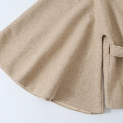 Women Fall Winter Elegant Blended Belt Coat Cape Style Stand-Collar Cloak Coat KONDALA 2026 Trendy Vintage Casual Chic Lady Coat