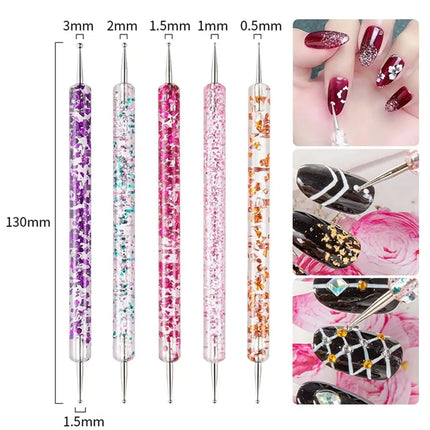 6/31Pcs Nail Art Brush Design Tip Painting Drawing Carving Dotting Pen FlatFan Liner Acrylic Gel UV Polish Nail Art Tools