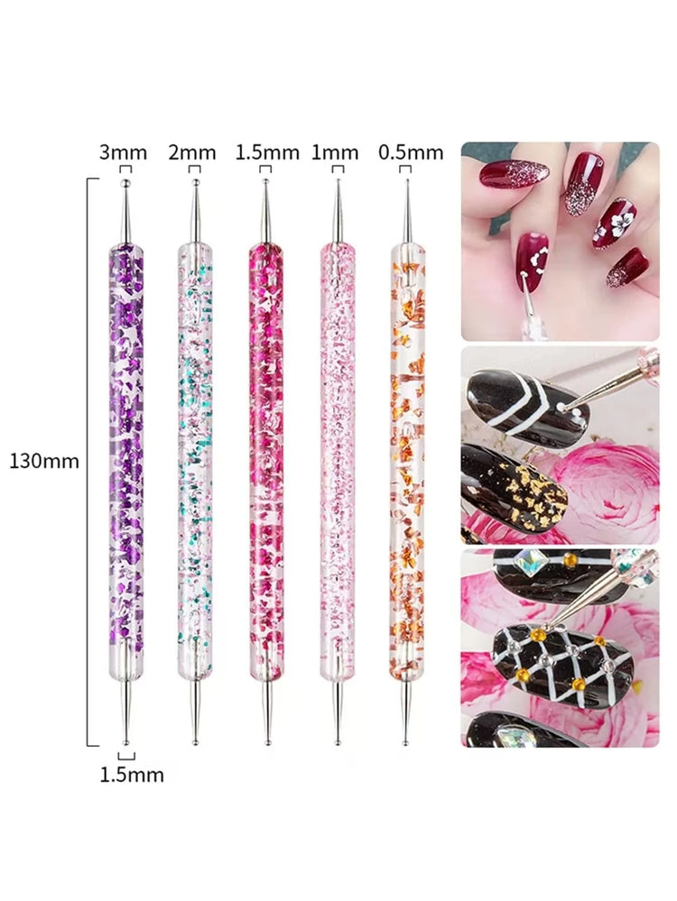 6/31Pcs Nail Art Brush Design Tip Painting Drawing Carving Dotting Pen FlatFan Liner Acrylic Gel UV Polish Nail Art Tools