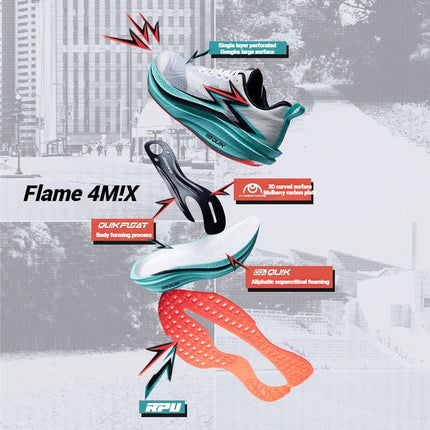 361 Degrees Flame 4.0 MIX Men Running Shoes Carbon Plate Racing Marathon Stable Rebound Wear-resistant Male Sneakers 672512204 PlatiNum