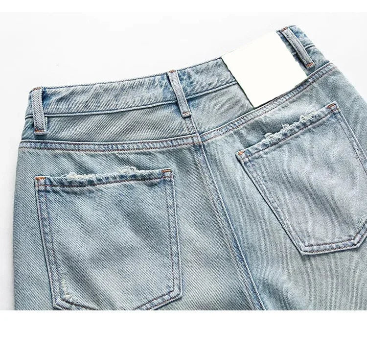 Blue Denim Shorts For Women High-Waisted Loose-Fit Slimming Casual Straight-Leg Mid-Length Summer New Arrival 2024 PlatiNum