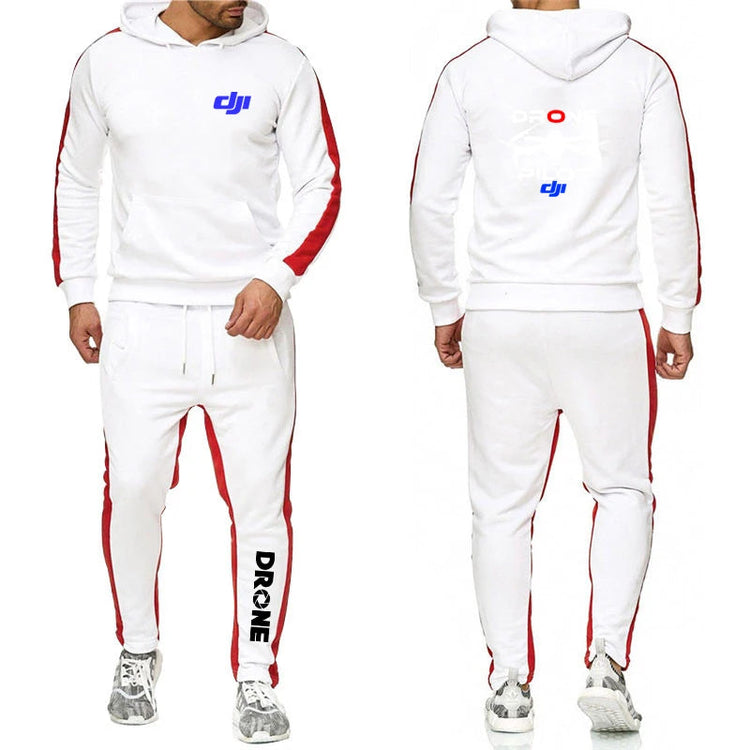 Dji Professional Pilot Drone Men's New Long Sleeve Hip Hop Harajuku Sport Comfortable Hoodies Casual Pant Two Piece Suit PlatiNum