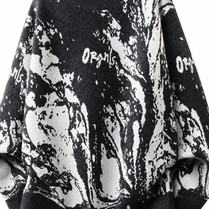 All-Over Floral Jacquard Pattern Pullover Sweater, Casual Crew Neck Knit Men's Pullover, Super Cool Winter Gift