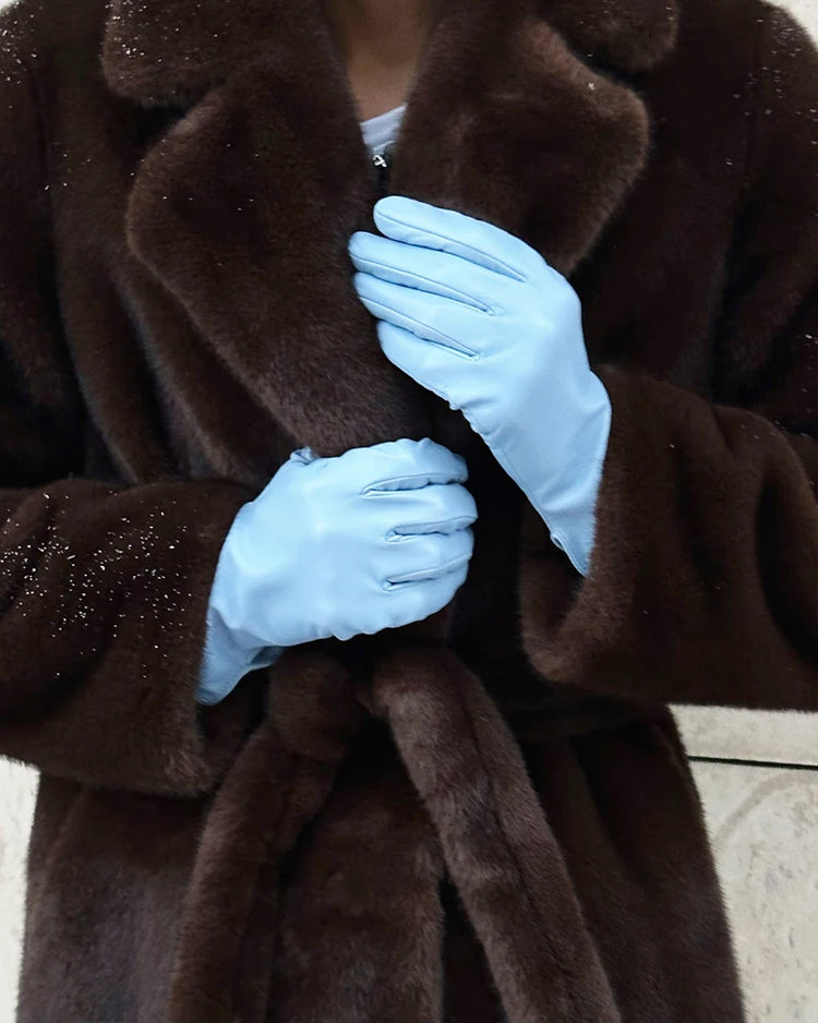 ZADORIN 110cm Long Lapel Belted Brown Faux Fur Coat Woman Elegant Mink Fur Faux Coat Fluffy Fur Jackets for Woman Winter Clothes