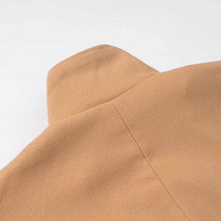 5 Colors New Autumn High Collar Woolen Cape Coat Tie Bow Sashes Long Bat Sleeve Front Buttons Cloak Shawl Jacket Loose Outerwear