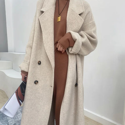 Women And Men Unisex Thicken Warm X-long Alpaca Woolen Overcoat Winter Cashmere Wool Maxi Loose Coat Oversize Cloak Outsize
