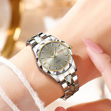 BINBONG Orologi da donna Orologio al quarzo da donna di moda di lusso Orologio da polso in acciaio inossidabile con data luminosa impermeabile Regalo per gli amanti della fidanzata platinumshop