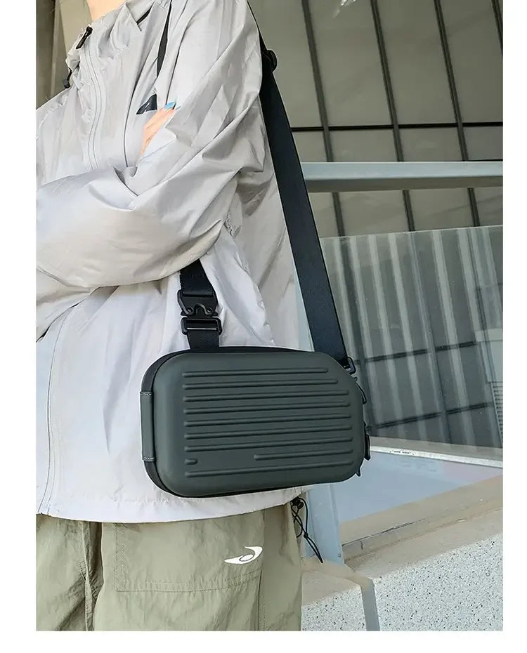 Borsa a tracolla rigida nera, leggera e portatile, per adulti, ideale per il trasporto quotidiano, lo shopping, le brevi camminate all'aperto e l'uso quotidiano.