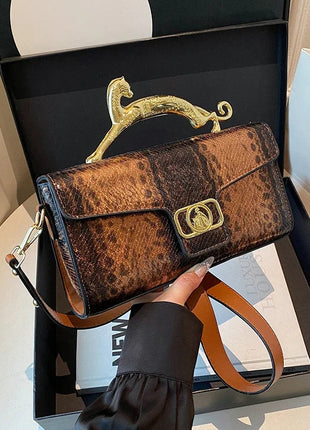 New Ladies Metal Buckle Simple Fashion Shoulder Bag Party Commuting Bag Women Luxury Brand Design PU Leather Bag PlatiNum