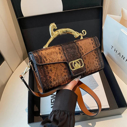 New Ladies Metal Buckle Simple Fashion Shoulder Bag Party Commuting Bag Women Luxury Brand Design PU Leather Bag PlatiNum