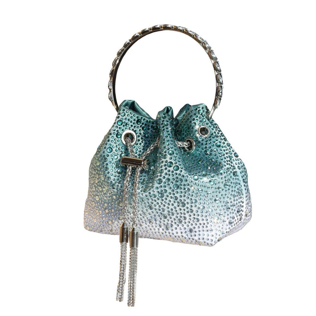 Handle Rhinestones Evening clutch Bag Purses and handbag luxury Designer shoulder bag Shiny Crystal Clutch purse bucket bag PlatiNum