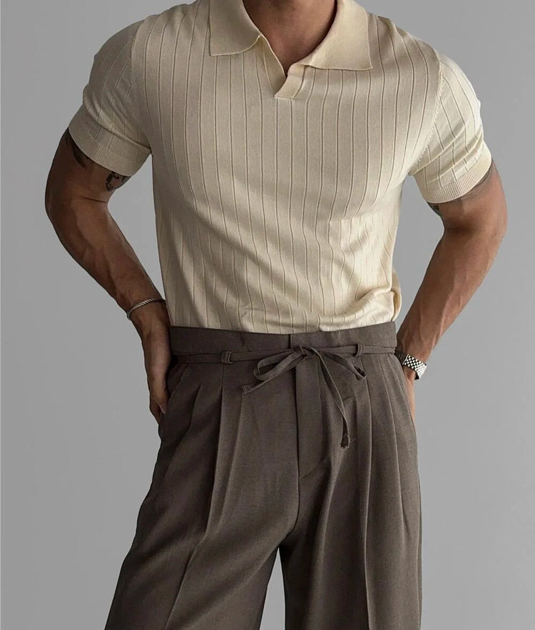 Polo da uomo slim fit tinta unita elasticizzata maglietta con colletto sexy moda trendy cotone casual top abiti estivi comodi elastici