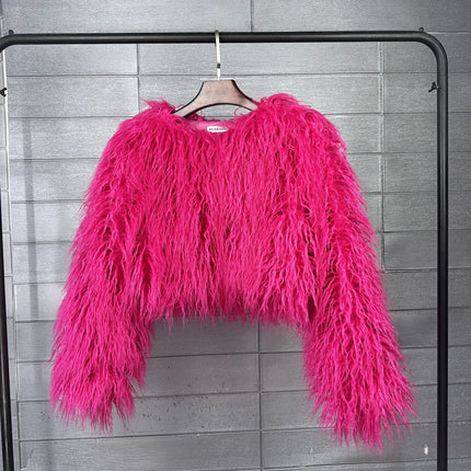 ZADORIN New Mongolian Fur Cropped Faux Fur Coat Woman Winter Clothes Fashion Short Fur Coats Fluffy Faux Fur Jacket Crop Tops