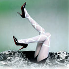 Collant Sexy da Donna Sottili in Jacquard a Rombi, Collant Gotici JK con Finte Cinghie Incrociate, Leggings