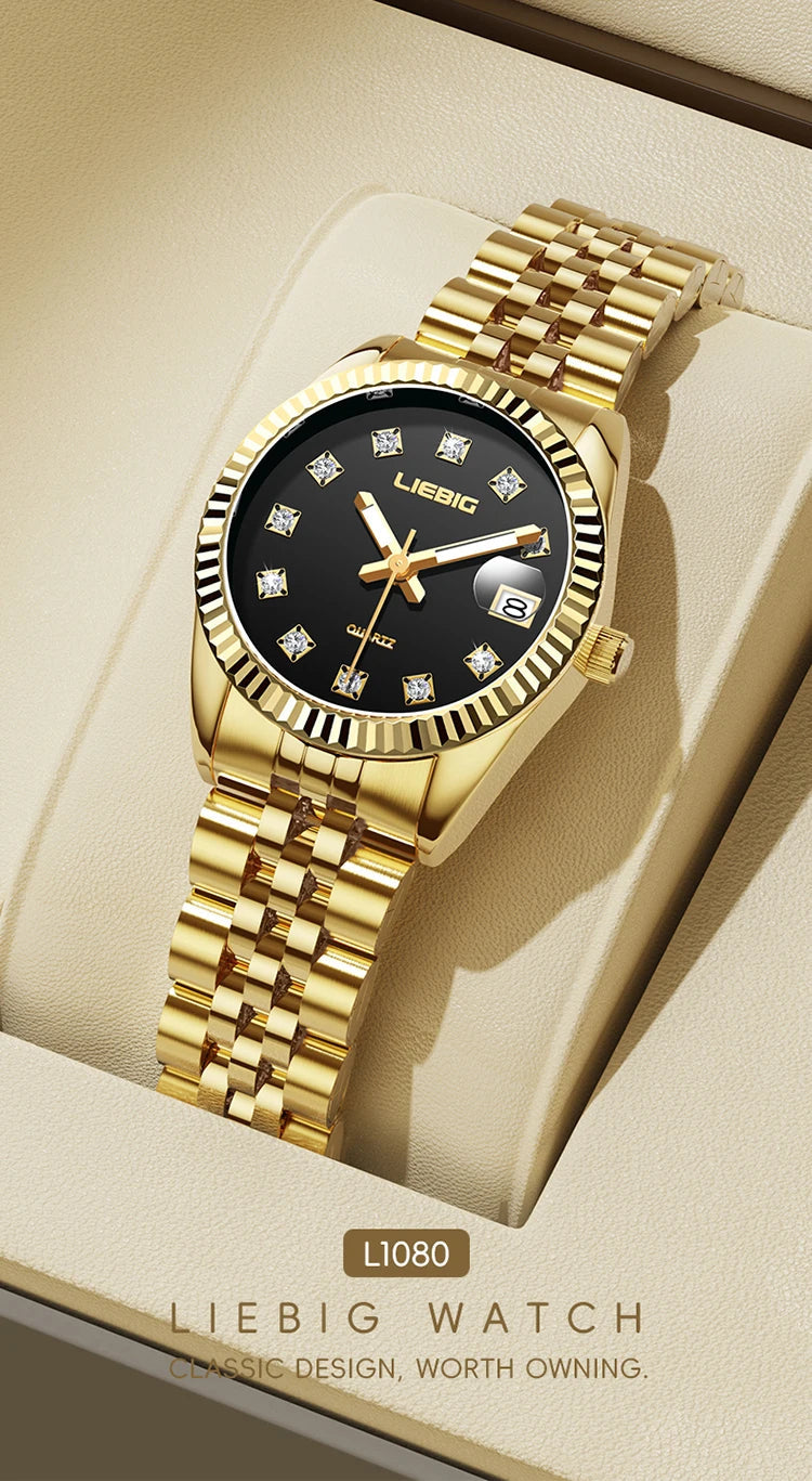 LIEBIG orologi da polso al quarzo eleganti di lusso delle migliori marche orologi automatici di moda per le donne orologio con cinturino in acciaio inossidabile Reloj Mujer platinumshop