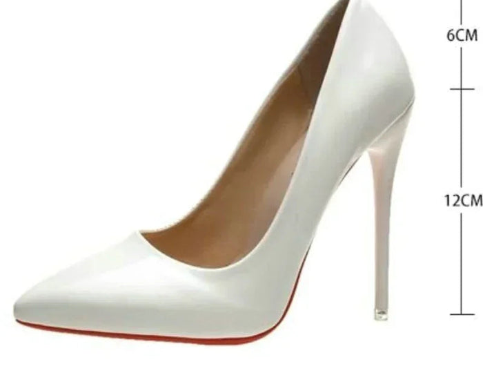 Scarpe da donna Tacchi alti rossi Décolleté sexy a punta da 12 cm Scarpe da sposa Scarpe da sposa Nude Colore nero Tacchi alti con fondo in gomma rossa platinumshop