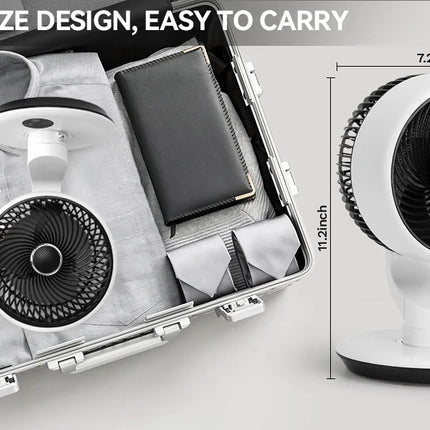 Ventilatore da tavolo USB da 7800 mAh, 5 velocità regolabili, timer 9H e 120° °   Ventilatore Elettrico Oscillante Intelligente da Parete Silenzioso per Cucina e Bagno