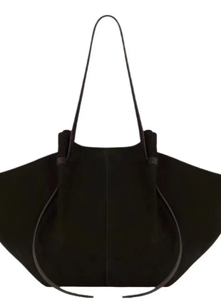 Borsa tote grande da donna, borsa a tracolla in pelle scamosciata, design con nodo, borsa versatile